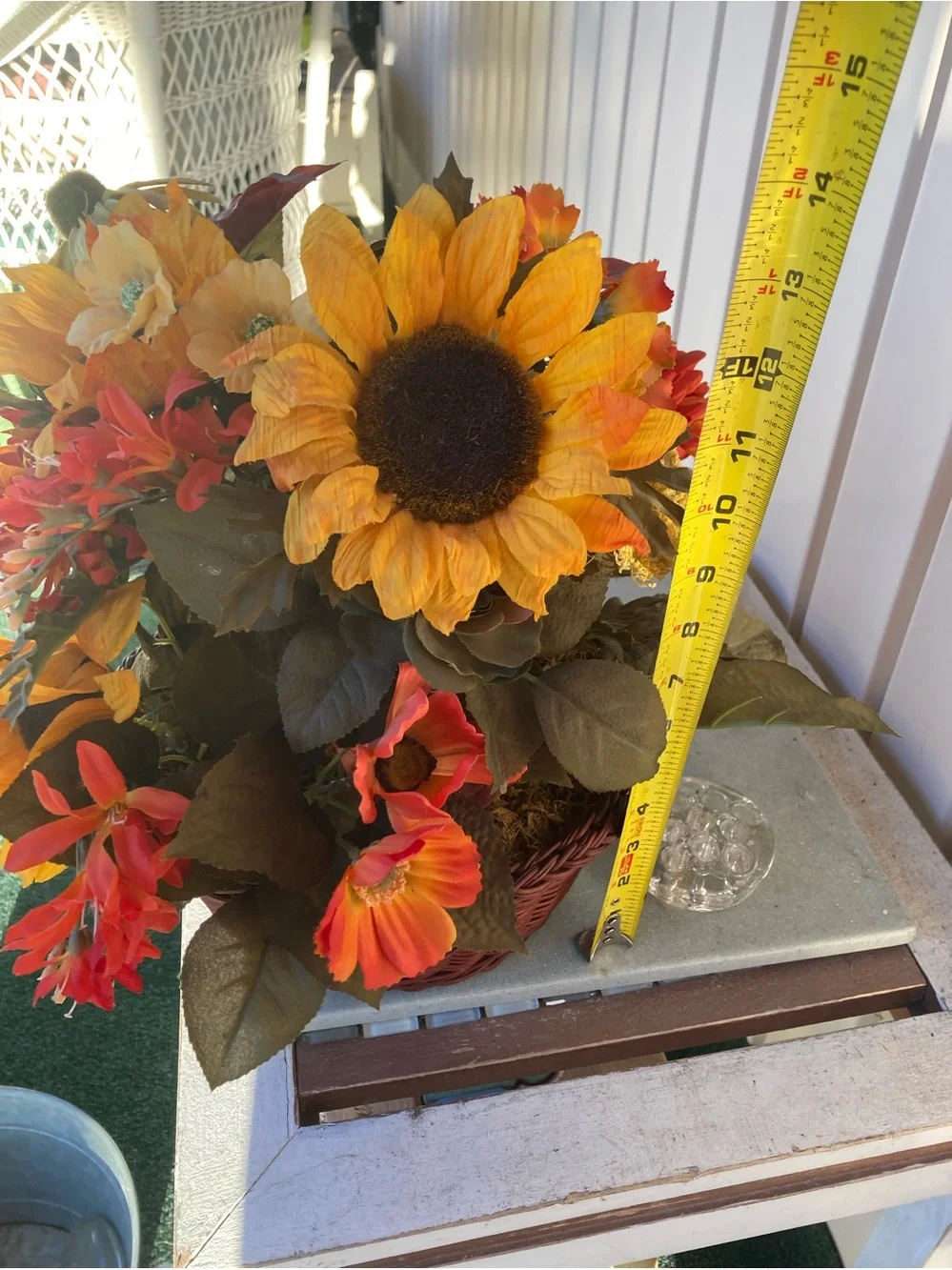Gorgeous Fall Faux Flower Arrangement in Fall Wicker Basket